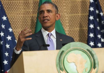 President Obama addresses the African Union in Addis Ababa, Ethiopia (Source: Voice of America)